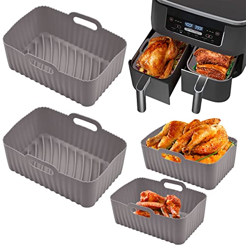 FOHYLOY Air Fryer Silicone Pot, 2 Pack Reusable Silicone Air Fryer Basket for Ninjas Dual Air Fryer, Silicone Pot Basket, Accessories for Air fry