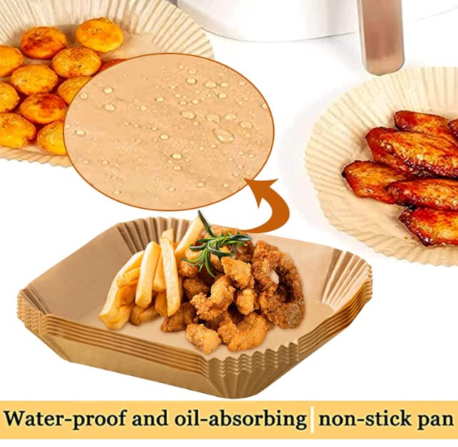 AM Store 1 Disposable Air Fryer Liners, 6.3 inches 50PCS, Parchment Paper for Air Fryer, Square Air Fryer Liners Disposable, Airfryer Liners, Air