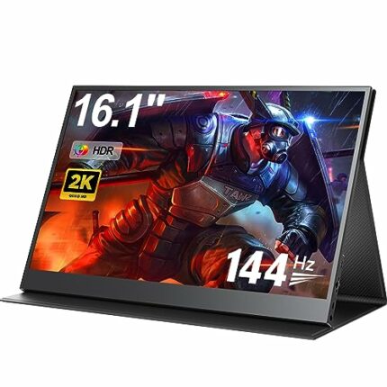 UPERFECT Gaming Monitor 144Hz 16.1 Inch Portable Monitor 2K 2560x1440 Support Freesync, IPS Display, 100% sRGB Matte Monitor with Mini HDMI/Type-
