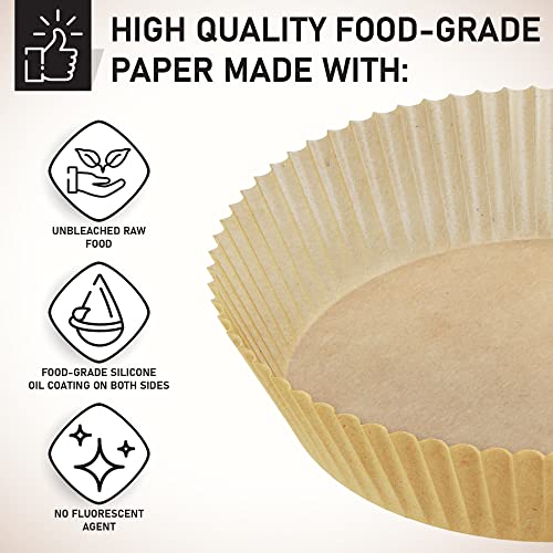 Air Fryer Liners (6.5 inch), 125PCS Airfryer Liners, Disposable Air Fryer Paper Liners, Food Grade Air Fryer Parchment Paper Liners, Compatible w