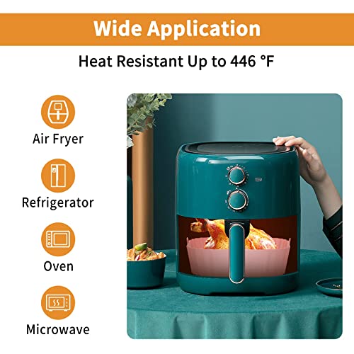 MUAEEOK 2-Pack Square Silicone Air Fryer Liners 20 cm/8 inch for 4 to 6.5 L Reusable Air Fryer Pot Air Fryer Inserts Tray for Oven Microwave Acce