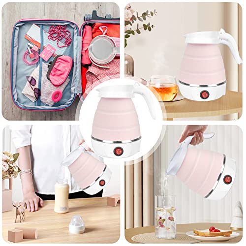 Foldable Electric Kettle: Portable Travel kettle with Separable Power Cord, Electric Water Heater Collapses, Silicone Folding Electric Kettle for