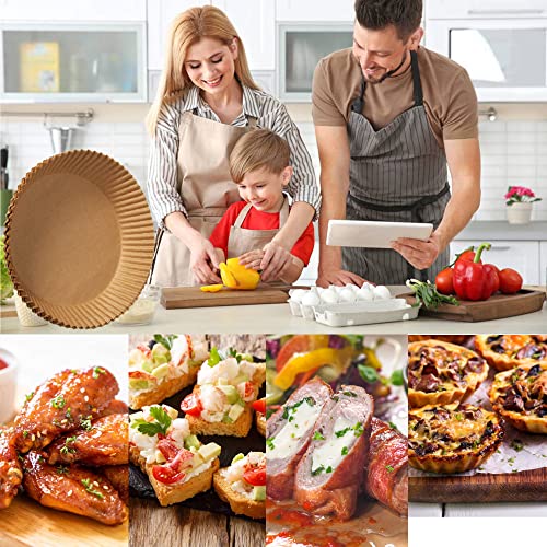 Air Fryer Liners 50pcs, 7.9 inch Disposable Air Fryer Liners Non-Stick Air Fryer Paper Liners, Food Grade Parchment Baking Paper Liner Oil-Proof,