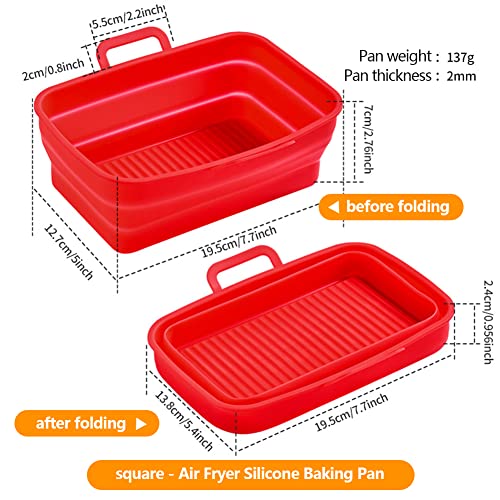 Air Fryer Silicone Liner 9.5L Compatible with Ninja Dual Air Fryer AF451UK & AF400UK, Tower Air Fryer T17088, 2 Pack Reusable Foldable Silicone P