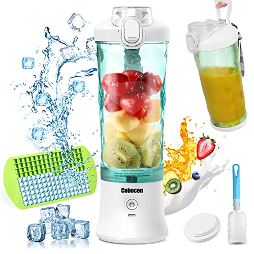 Cobocen Portable Blender, Blender Smoothie Maker for Shakes and Smoothies, 270W Waterproof Blender with 6 Blades USB Rechargeable, 20 Oz Mini Ble