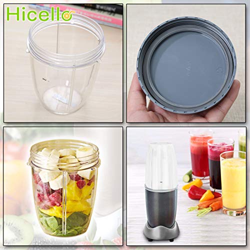 Hicello 18oz Cup with Lid Replacement Parts for Nutribullet 600W/900W Blender Juicer Accessories, Pack of 2