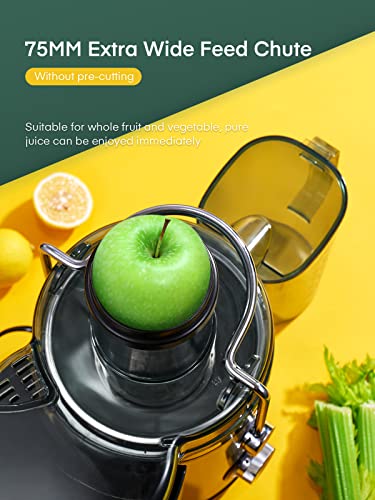 Juicer Machines, FOHERE 800W Juicer Whole Fruit and Vegetables, Quick Juicing Easy to Clean, 75MM Large Feed Chute, Dual Speed Setting and Non-Sl