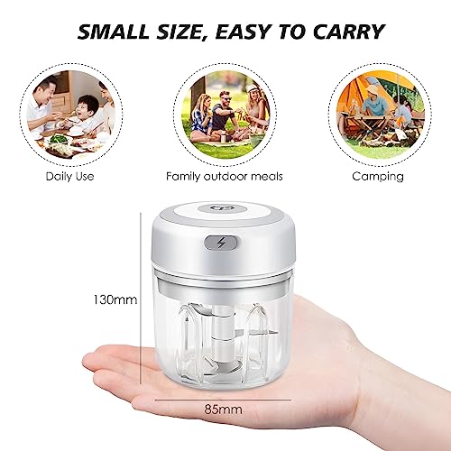 Electric Mini Food Chopper, USB Charging Electric Garlic Chopper, Wireless Mini Food Processor, Kitchen Gadgets, BPA- Free, Electric Vegetable Ch