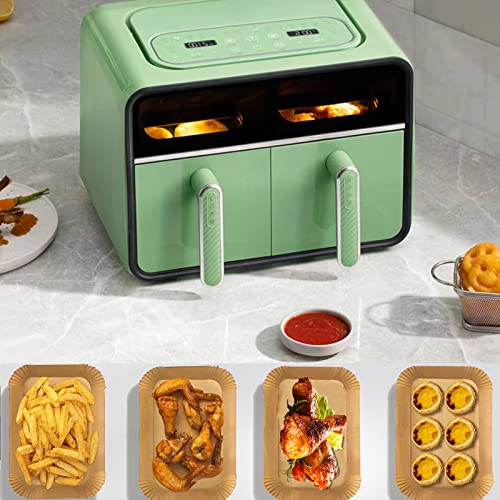 Air Fryer Liners for Ninja Air Fryer Dual-100pcs Disposable Ninja Dual Foodi Air Fryer Accessories Rectangle Paper Liners Baking Dual Air Fryer P
