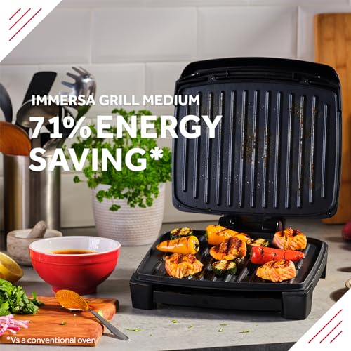 George Foreman 28310 Immersa Medium Electric Grill - Removable Control Panel To Allow Grill Machine To Be Fully Washable And Dishwasher Safe, Bla