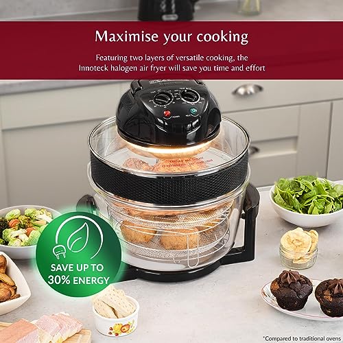 Innoteck Kitchen Pro 17L Halogen Air Fryer - 60 Minute Timer - 125°C-250°C Adjustable Temperature Control & Extender Ring - All Round Viewing & A