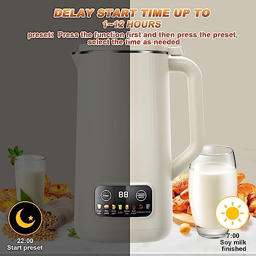 Nut Milk Maker Machine - 20 oz Multi Automatic Almond Milk Machine with 10 Blades, Homemade Almond, Oat, Soy, Etc Grain, Soy Milk Maker Machine w