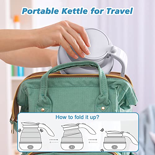 Foldable Electric Kettle, Camping Kettle, Mini Travel Kettle, Silicone Electric Water Boiler, Tea Coffee Maker, Portable Coffee Kettle with Separ