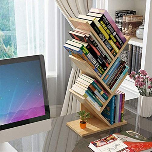 JJZXD 4-Tier Bookcase Tree Bookshelf Book Rack Display Storage Magazine Rack, for Books, Magazines, CDs and Photo, for Living Room, Home Office