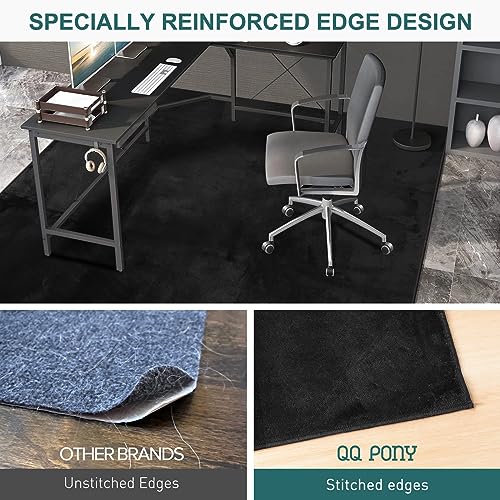 QQpony Chair Mat for Hard Floor, 75" x 60" Large Chair Mat for Hardwood Floor, Flannel Fabric Desk Rug for Hard Surface, Protector Floor Chair Ma