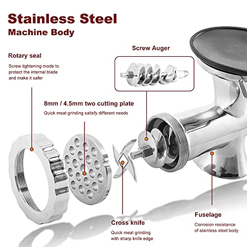 Hanchen Manual Meat Grinder Mincer Sausage Stuffer Machine 8s/12 All Stainless Steel Household Multi-Function Enema Sausage Stuffing Machine 8s