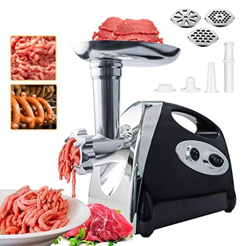 Electric Meat Grinder, BenRich Meat Mincer Sausage Maker with 3 Grinding Plates and Kibbe Attachment - 2800W Powerful Copper Motor Food Grinding