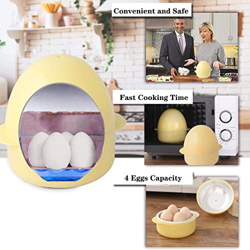 Microwave Egg Boiler,Portable Egg Cooker for Microwave,Cute Compact Design Quick Egg Boiler 4 Eggs Capacity,Kitchen Egg Boilers for Hard Soft Boi