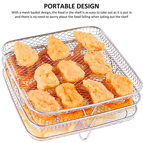 Jetcloud Air Fryer Racks Three Layer Stackable Dehydrator Stand Stainless Steel 8 inch Square Air Fryer Basket Tray Fit for 5.8QT COSORI Air Frye