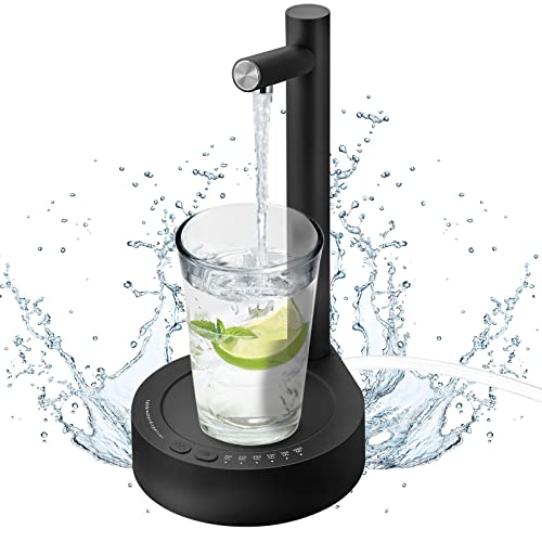 AUAUY Desktop Water Bottle Dispenser, Smart 6 Levels Table Top Water Dispensers for 5 Gallon & Universal Bottles, USB Portable Charging Automatic