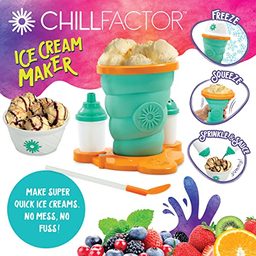 ChillFactor Ice Cream Maker with rapid freeze technology Make homemade ice cream in minutes Freeze Squeeze Enjoy Children's Kitchen toy for boys