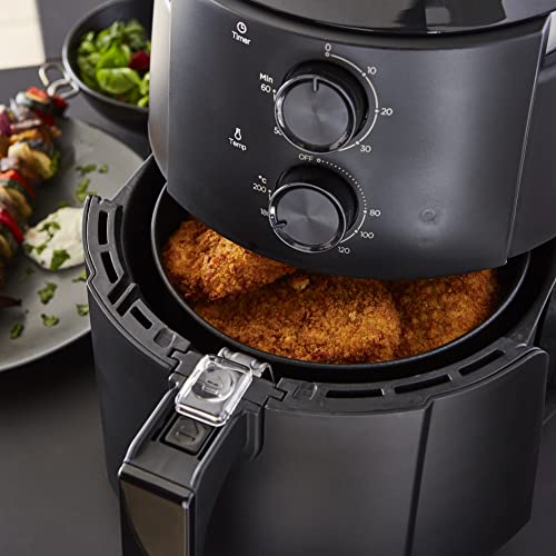 Swan SD75210BLKN Stealth 4.7L Manual Air Fryer with Adjustable Temperature, 60 Minute Timer, Compact, 1500W, Matte Black