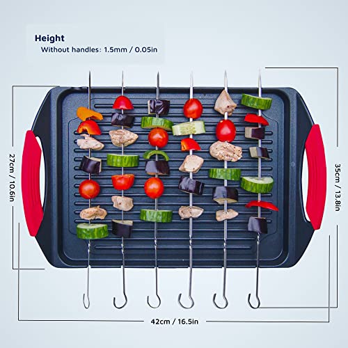 Jean-Patrique Griddle Me This Griddle Plate for Gas Hob Electric and Induction Hob - Griddle Pan & 6 Stainless Steel Skewers Grill Pan-Style Cook