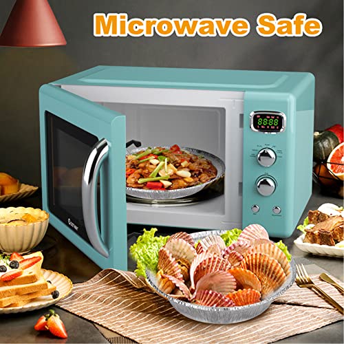 JMIATRY 100 Pcs 7 Inch Round Foil Trays, 720ML Air Fryer Tin Foil Trays, Oil-Proof Non-Stick Aluminum Foil Trays Round for Baking, Cooking, Oven