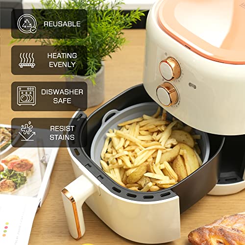 Pietuley 2pcs Foldable Air Fryer Liners Reusable, Silicone Pot Insert for Tower Basket for COSORI Tray for Ninja Mould Pan Air Fryer Accessories