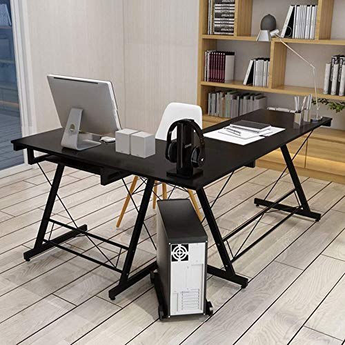 WLABCD Table Computer Desk L Shape Office Corner Table,Standing Combination Workbench Home Workstation Studio/Black / 116×120×73cm