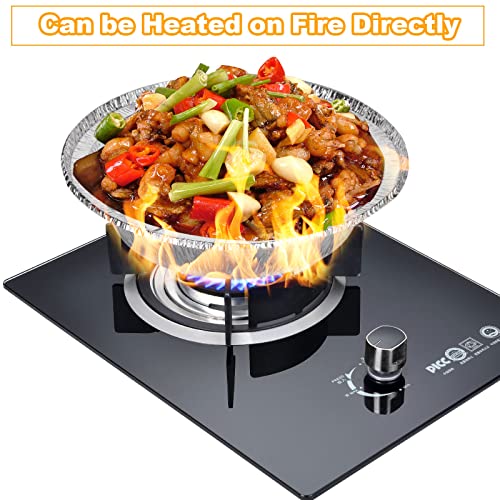 JMIATRY 100 Pcs 7 Inch Round Foil Trays, 720ML Air Fryer Tin Foil Trays, Oil-Proof Non-Stick Aluminum Foil Trays Round for Baking, Cooking, Oven