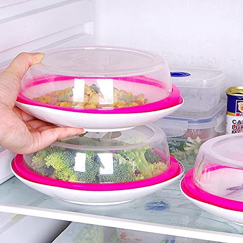 Hwtcjx 6 Pcs Microwave Cover, Plate Covers, Microwave Lid, Microwave Food Cover, Silica Gel + PP, Safe and Non-toxic, Easy to Clean, for Refriger