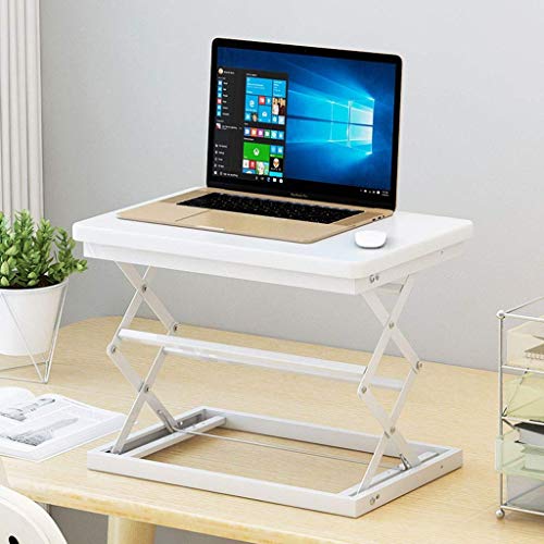 JJDNZ Compact & Solid Aluminum Standing Desk, Desktop Platform Height Adjustable w/Smooth Air Assist, Instant Sit Stand Converter & Dual Monitor