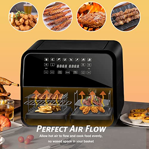Dual Air Fryer Accessories 6 PCS, Double Basket Airfryer Accessory Compatiable for Ninja Foodi AF300UK, AF400UK, Instant Vortex, Tower T17088, Sa