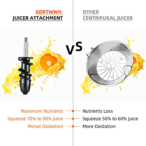 Gdrtwwh Juicer Attachment for All KitchenAid Stand Mixer, Slow Juicer Citrus Juicer Accessories, Chew Juicer Attachment Vegetable and Fruit