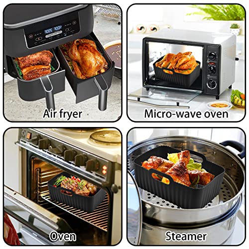 FOHYLOY Air Fryer Silicone Pot, 2 Pack Reusable Silicone Air Fryer Basket for Ninjas Dual Air Fryer, Silicone Pot Basket, Accessories for Air fry