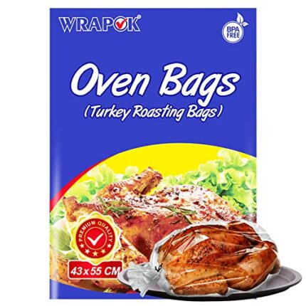 WRAPOK Large Turkey Roasting Bags Cooking Oven Chicken Bag For Meat Poultry Fish Seafood Vegetable - 4 Bags (17 x 21.5 Inch)