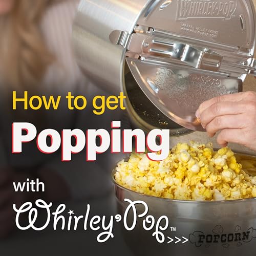 Original Whirley Pop Popcorn Maker - Wabash Valley Farms Gourmet Popcorn Popper, Aluminum Popcorn Pot With Nylon Gears, 3-Minute Stove Top Nostal