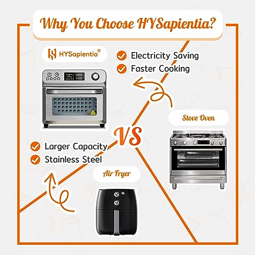 HYSapientia® 24L Air Fryer Oven With Rotisserie Large XXL Digital Knob 1800W 10 in 1 airfryer Countertop Convection Mini Oven electric and grill,