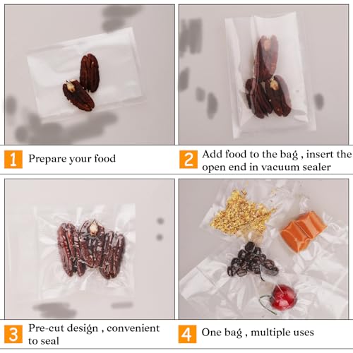 7x10cm 100Pcs Thick Small Vacuum Sealer Bags for Food Storage, Heat Seal Bags Small Precut Storage Bag, Plastic Heat Seal Bags, Grocery Sealable