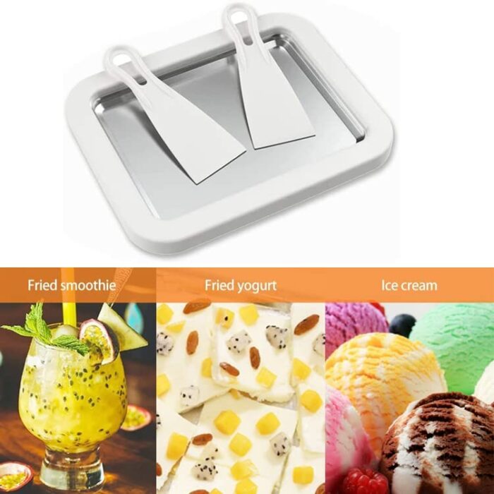 YOPOTIKA Ice Cream Rolle Maker Pan Instant DIY Ice Cream Roller Plate with 2 Spatulas for Making Frozen Yogurt Softserve Instant Cold Plate at Ho