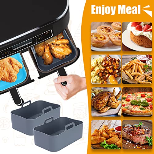 Air Fryer Silicone Pot Compatible for Ninja Foodi Dual DZ201, Reusable Air Fryer Double Basket, Replacement Of Parchment Paper Liners, Easy Clean