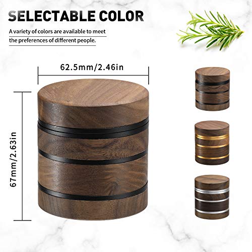 DCOU Premium Large Wooden Spice Grinder Pollen Collector with Magnetic Lid and Pollen Catcher 4 Piece 2.5 inches (Black)