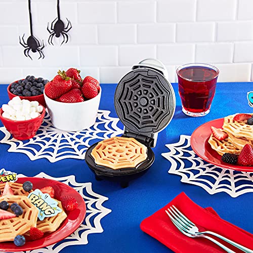 Dash Spiderweb Mini Waffle Maker! Halloween Waffle Maker Produces 4 Inch Waffles! Easy to Clean & Non-Stick Surfaces! Make Your Own Tasty Homemad