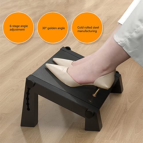 N / B Adjustable Footrest, Ergonomic Desk Footrest, with 6 Adjustable Heights,30° Adjustable Angle of Inclination,Relieve Leg, Knee and Back Pain
