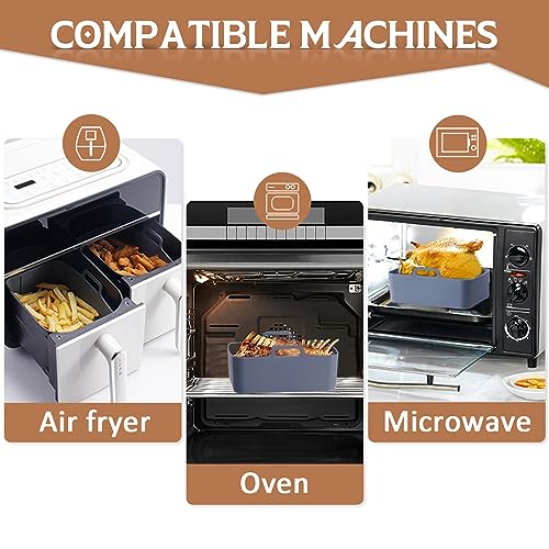 Air Fryer Accessories, 9 PCS Accessories for Ninja Dual AF400UK AF300UK, Silicone Air Fryer Liners & Air Fryer Racks & Silicone Gloves & Food Cli