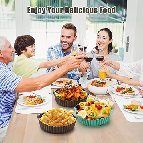 Echify Silicone Air Fryer Liner - 24cm | 9.5 Inch Reusable Air Fryer Liners with Oil Filter Mat 2Pcs Large Airfryer Liners Set Air Fryer Silicone