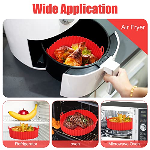 Silicone Air Fryer Liner,7.9 Inch Air Fryer Liners Reusable,Air Fryer Accessories,Replacement for Disposable Parchment Paper Liner(2 Pack-Pink &