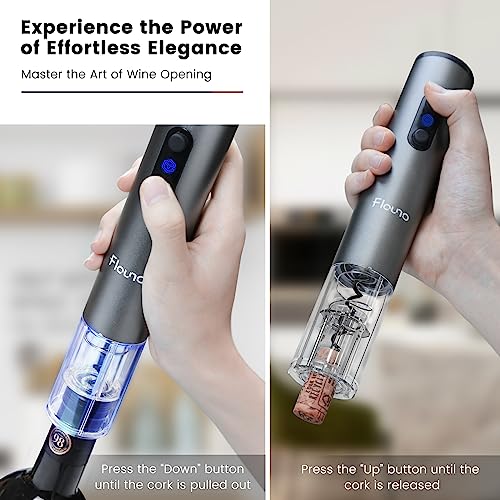 Flauno Electric Wine Bottle Opener - Automatic Corkscrew Wine Opener Set - Electric Wine Opener Rechargeable with Foil Cutter, Vacuum Stopper, Ae