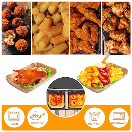 Ambrosia Designs 100pcs Air Fryer Liners Disposable for Ninja Dual Air Fryer, Air Fryer Accessories, Oil-Proof, Water-Proof, Food Grade Parchment